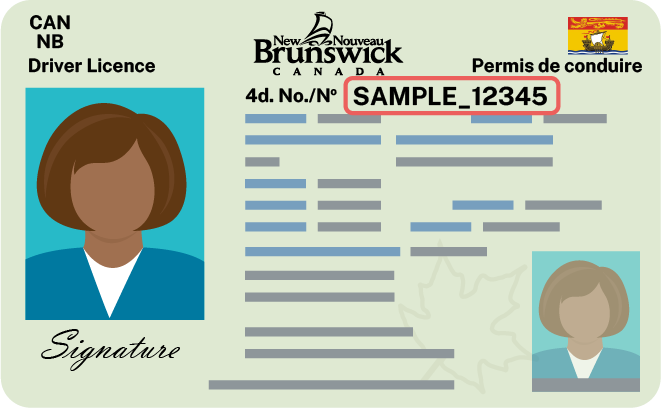 Old style New Brunswick driver’s licence card with number highlighted