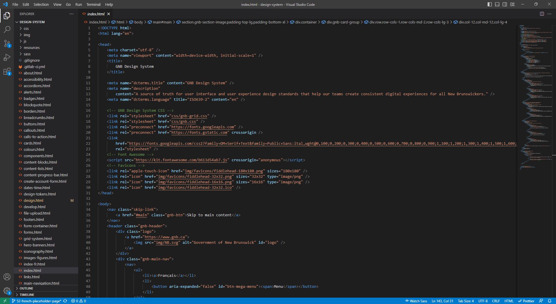 Screenshot of HTML code