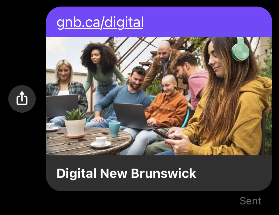 Preview card of a website shared on Messenger